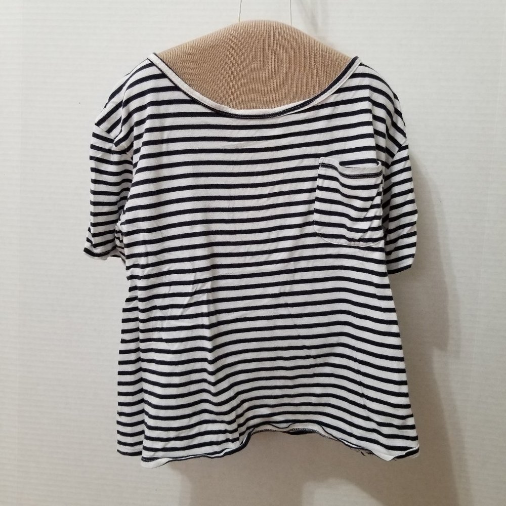 Abercrombie Kids top Large Breton nautical striped patch pocket preppy